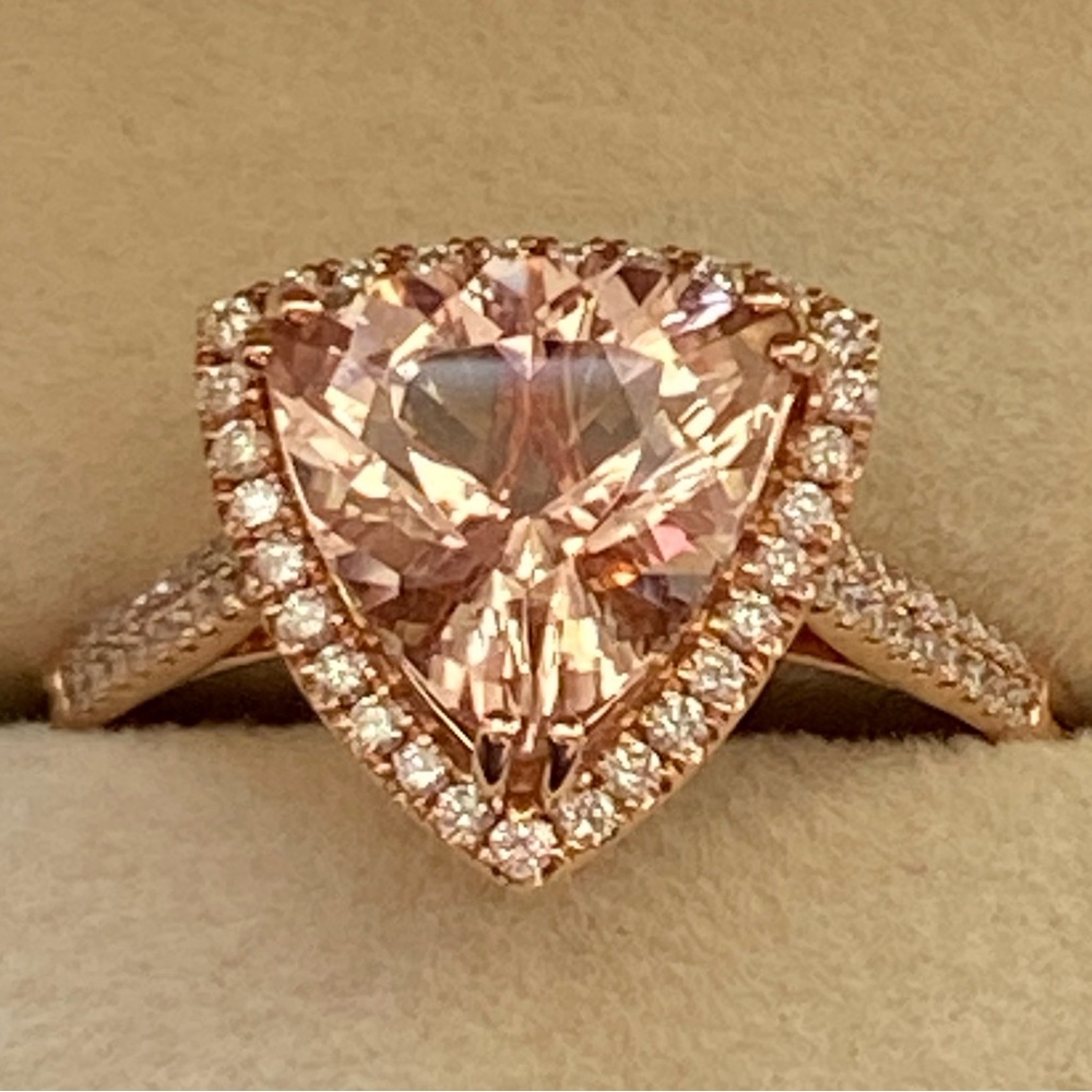 SOLD ON EBAY ILIANA 18kt Rose Gold AAAA Marropino Morganite Diamond Ring